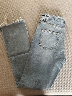 Zara high waisted Light Wash Raw Hem flare Jeans